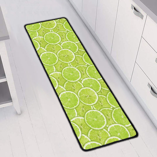 Green Lime Slices Pattern Print Long Kitchen Mat