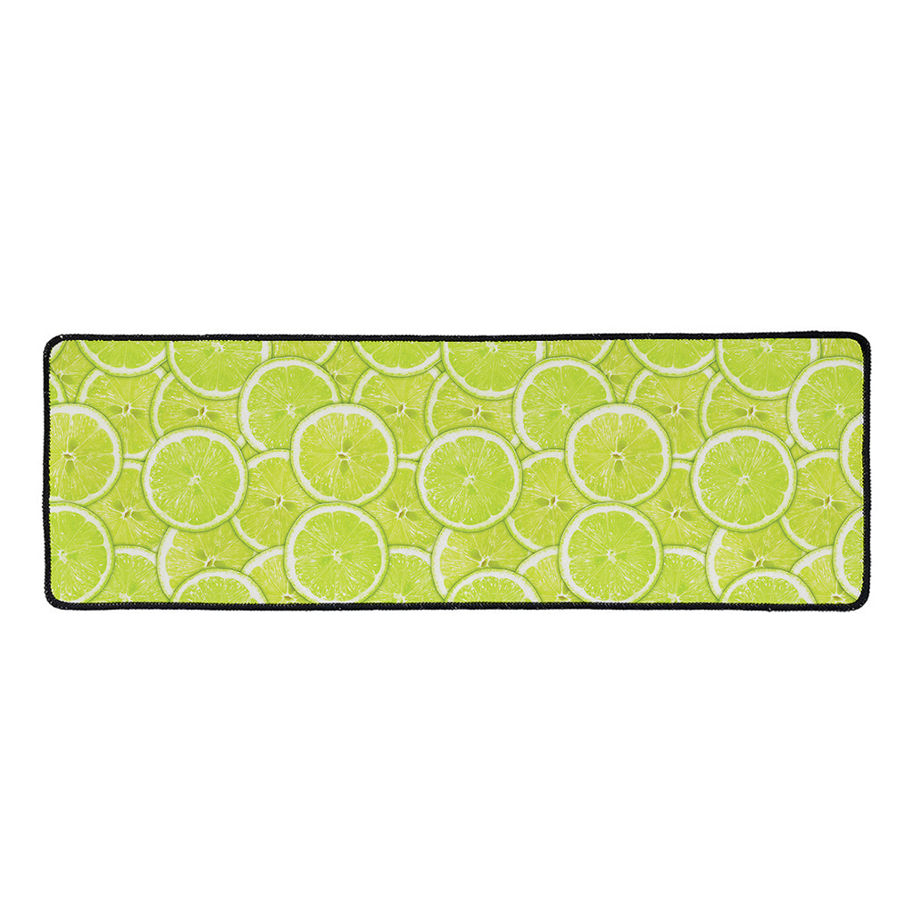 Green Lime Slices Pattern Print Long Kitchen Mat