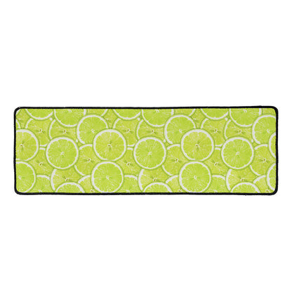 Green Lime Slices Pattern Print Long Kitchen Mat