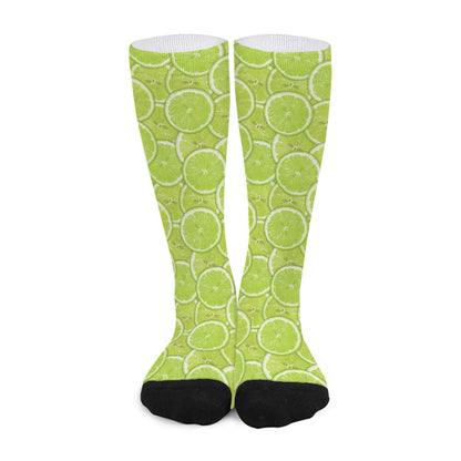 Green Lime Slices Pattern Print Long Socks
