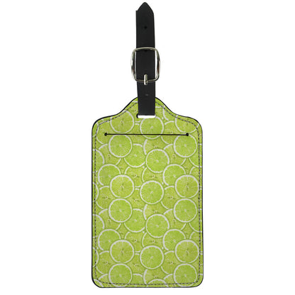 Green Lime Slices Pattern Print Luggage Tag