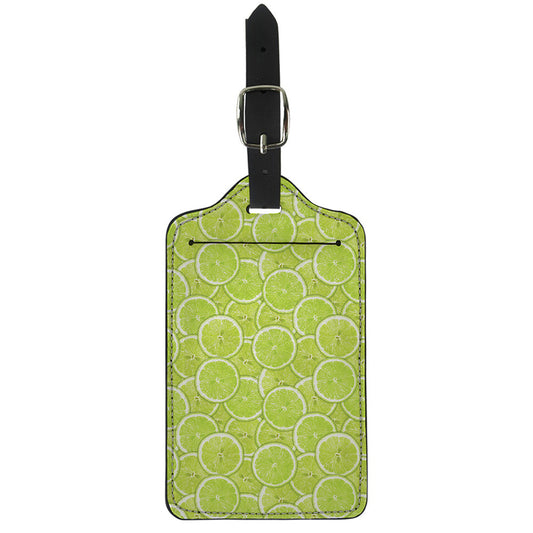 Green Lime Slices Pattern Print Luggage Tag