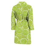 Green Lime Slices Pattern Print Men's Bathrobe