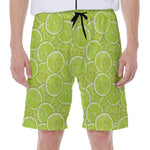 Green Lime Slices Pattern Print Men's Beach Shorts