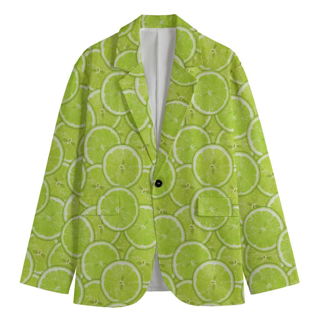 Green Lime Slices Pattern Print Men's Blazer