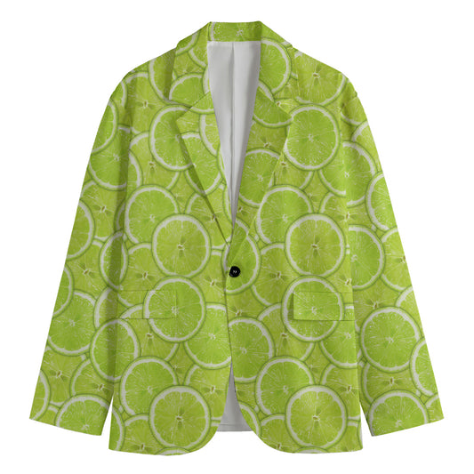 Green Lime Slices Pattern Print Men's Blazer