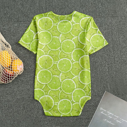Green Lime Slices Pattern Print Men's Bodysuit