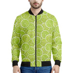 Green Lime Slices Pattern Print Men's Bomber Jacket