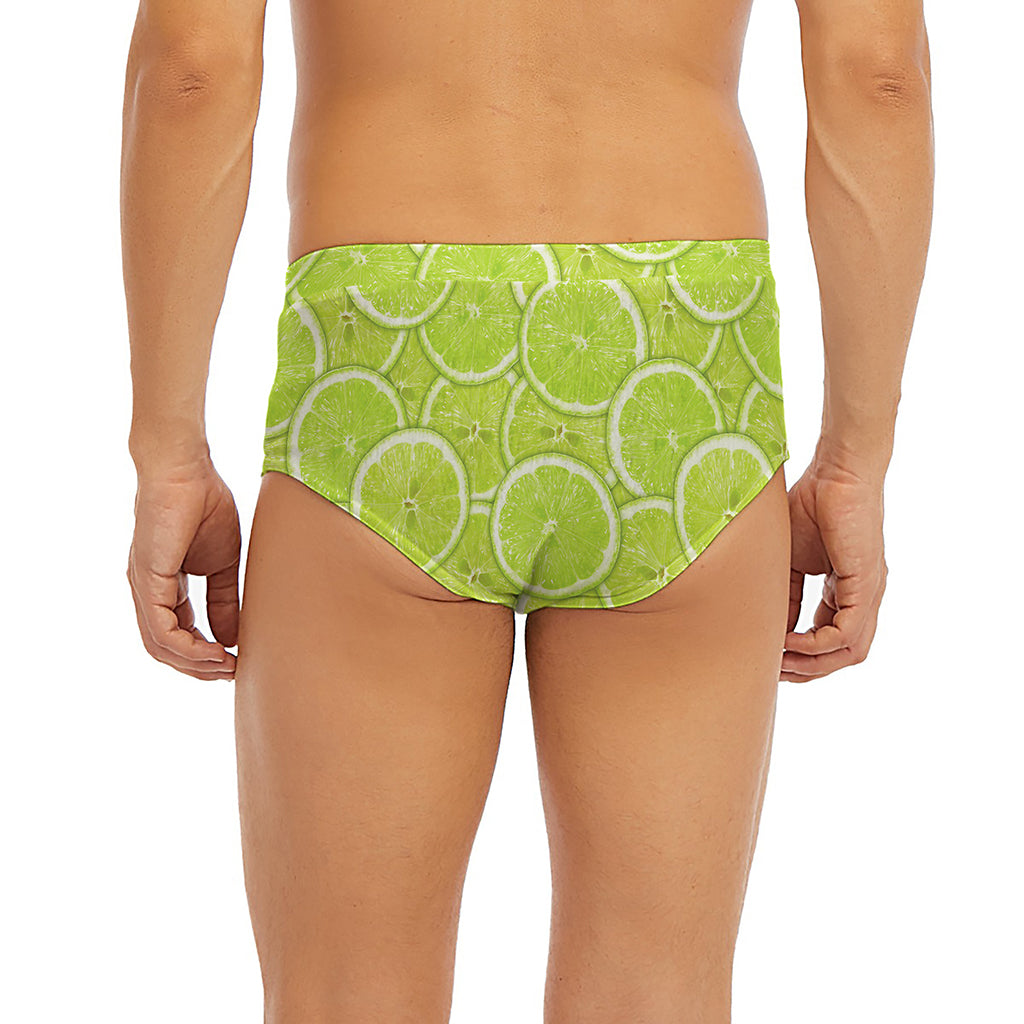Green Lime Slices Pattern Print Men's Briefs