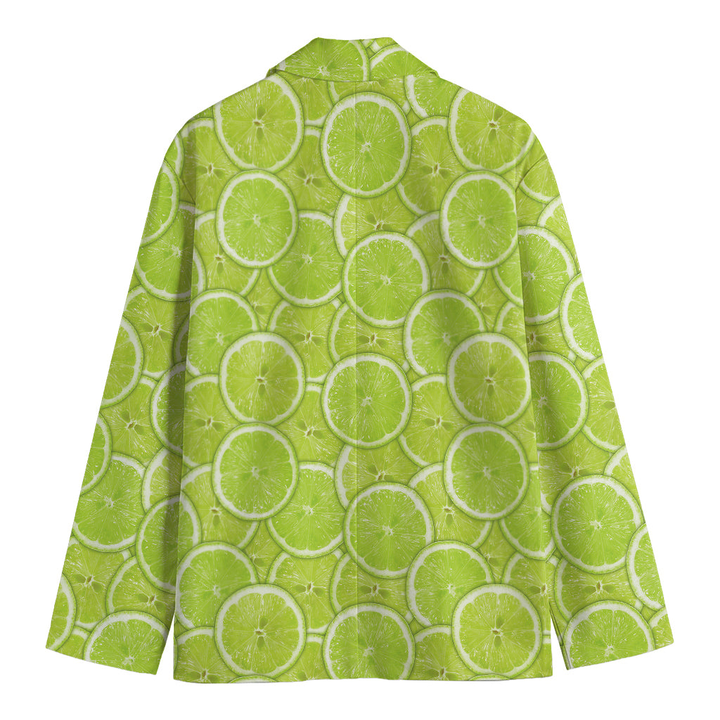 Green Lime Slices Pattern Print Men's Cotton Blazer