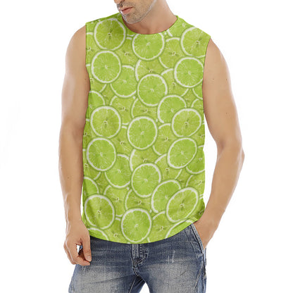 Green Lime Slices Pattern Print Men's Fitness Tank Top