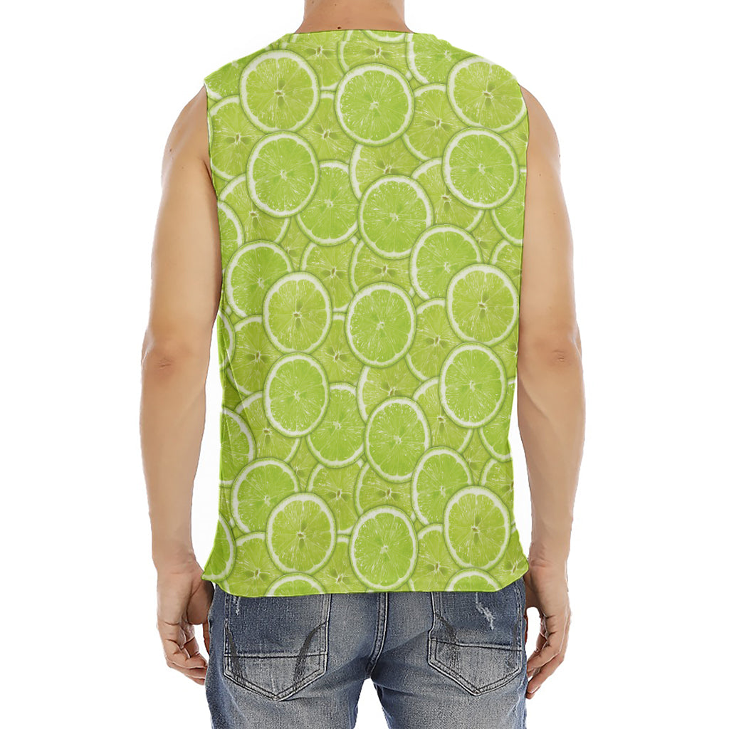 Green Lime Slices Pattern Print Men's Fitness Tank Top