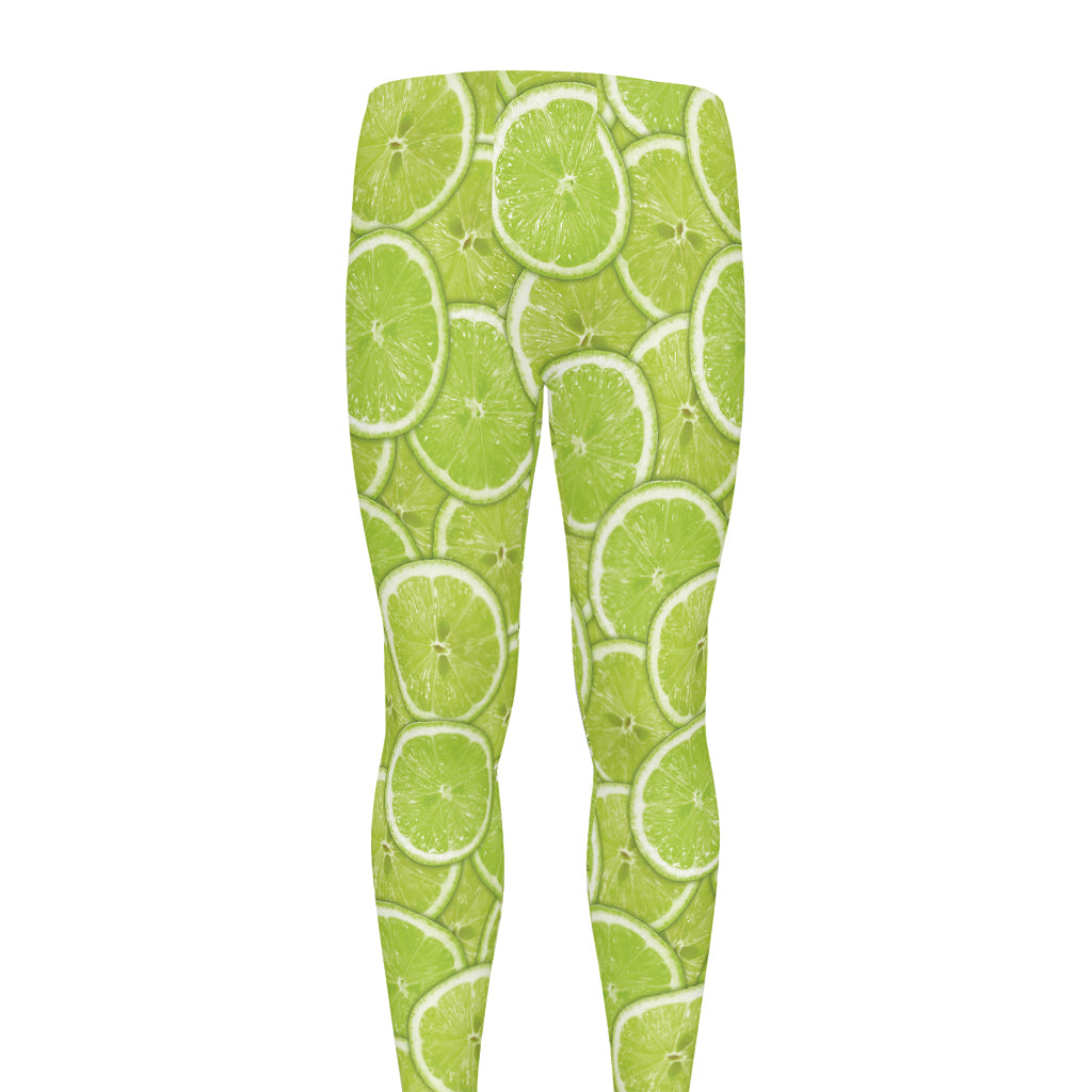 Green Lime Slices Pattern Print Men's leggings