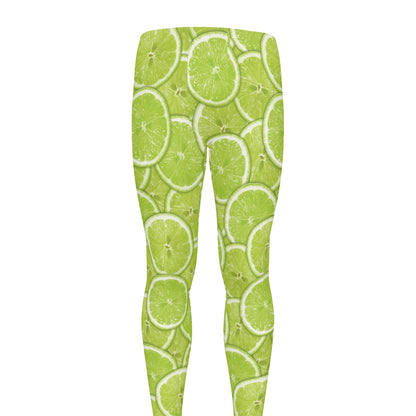 Green Lime Slices Pattern Print Men's leggings