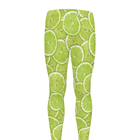 Green Lime Slices Pattern Print Men's leggings