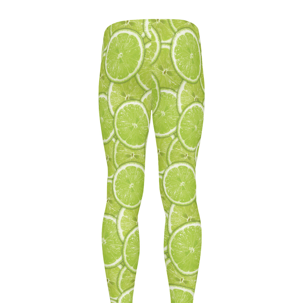 Green Lime Slices Pattern Print Men's leggings