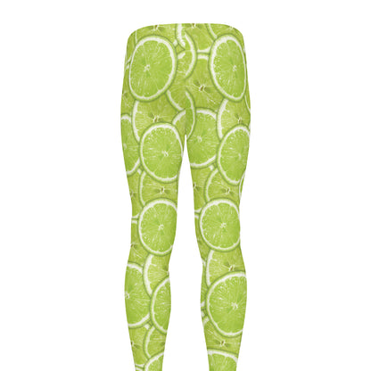 Green Lime Slices Pattern Print Men's leggings
