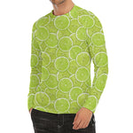 Green Lime Slices Pattern Print Men's Long Sleeve Rash Guard