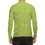 Green Lime Slices Pattern Print Men's Long Sleeve Rash Guard
