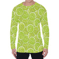 Green Lime Slices Pattern Print Men's Long Sleeve T-Shirt