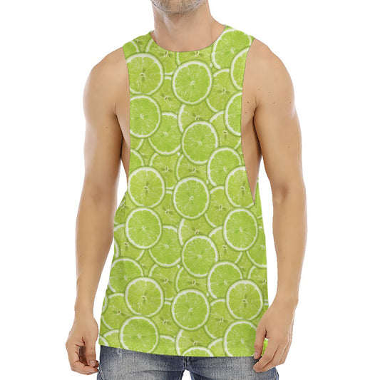 Green Lime Slices Pattern Print Men's Muscle Tank Top