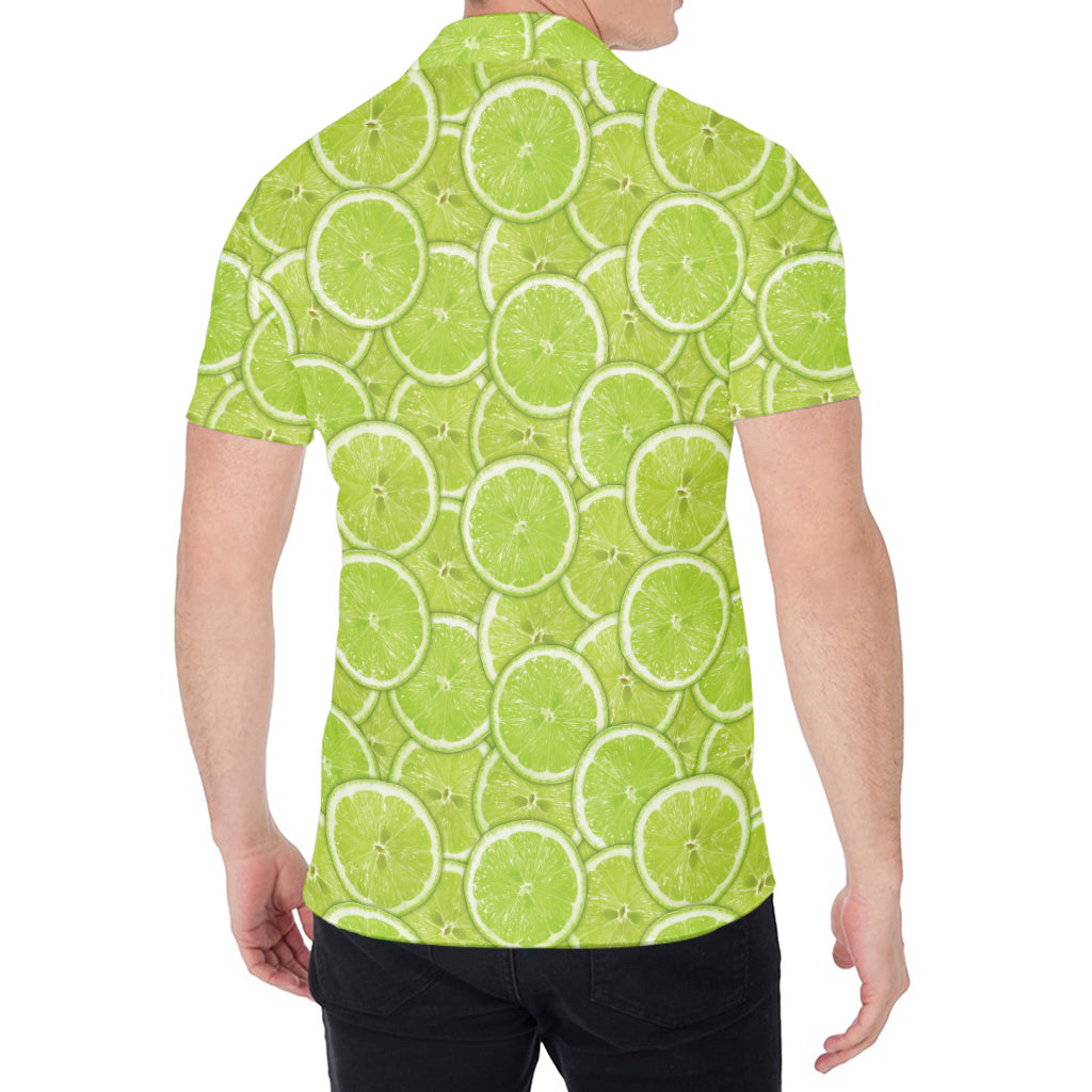 Green Lime Slices Pattern Print Men's Shirt