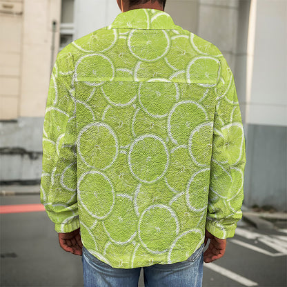 Green Lime Slices Pattern Print Men's Shirt Jacket
