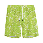 Green Lime Slices Pattern Print Men's Sports Shorts