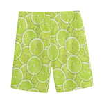 Green Lime Slices Pattern Print Men's Sports Shorts