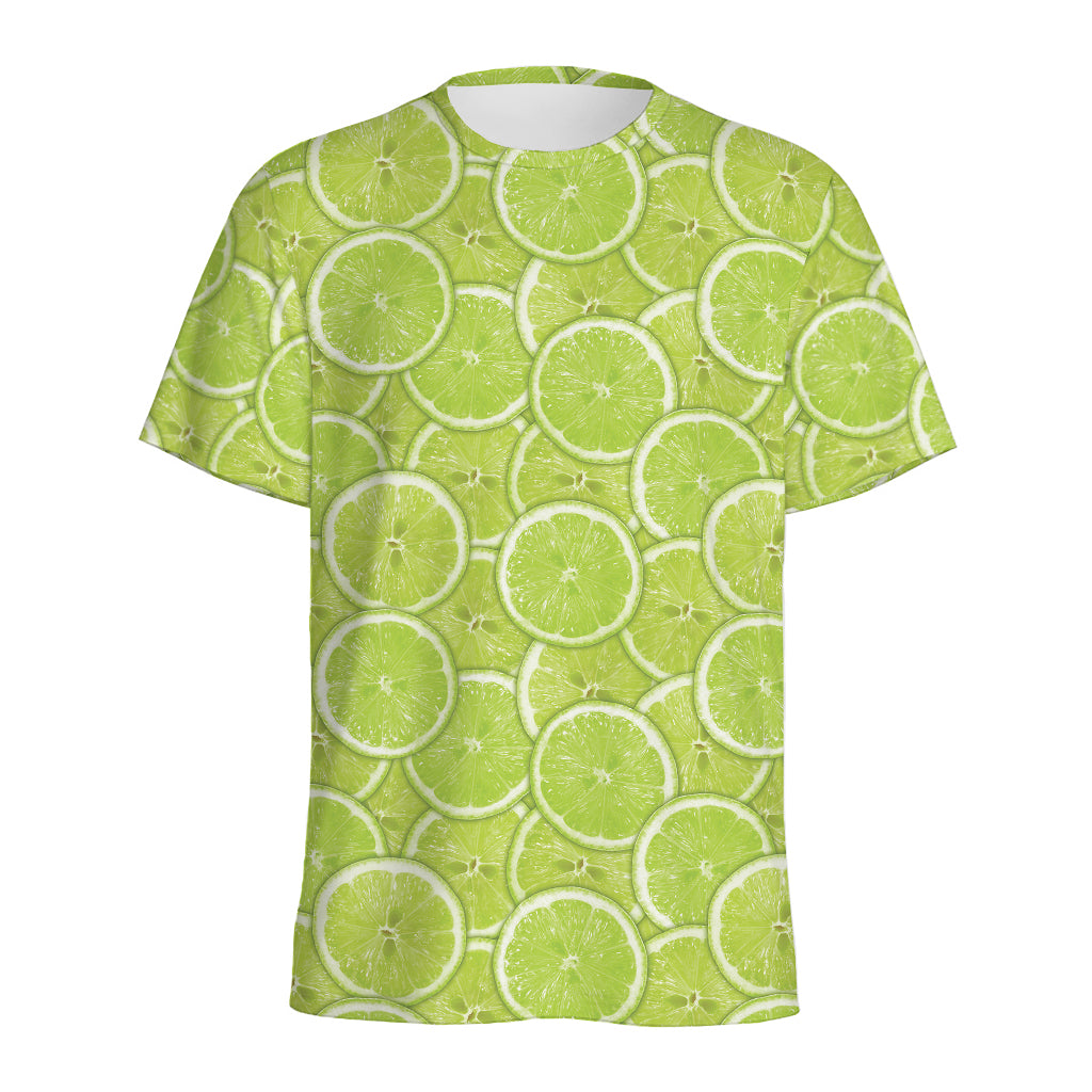 Green Lime Slices Pattern Print Men's Sports T-Shirt