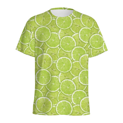 Green Lime Slices Pattern Print Men's Sports T-Shirt