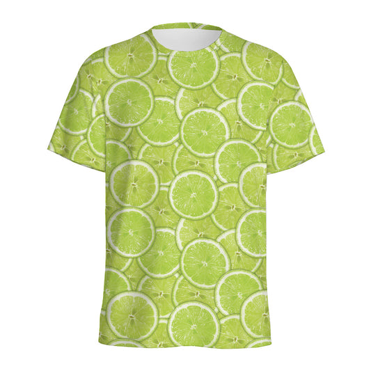 Green Lime Slices Pattern Print Men's Sports T-Shirt