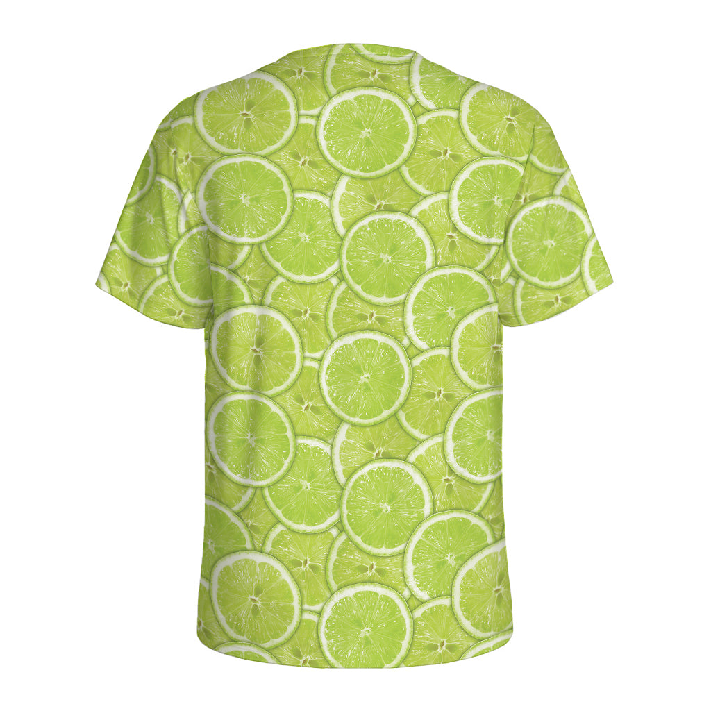 Green Lime Slices Pattern Print Men's Sports T-Shirt