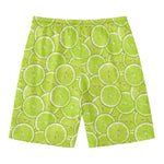 Green Lime Slices Pattern Print Men's Swim Trunks