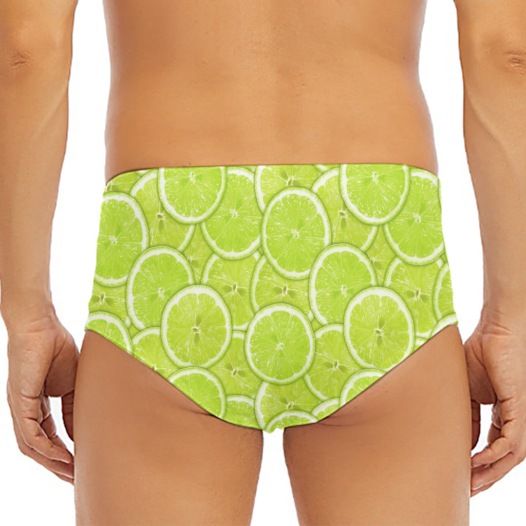 Green Lime Slices Pattern Print Men's Triangle Swim Briefs