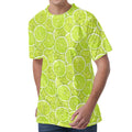 Green Lime Slices Pattern Print Men's Velvet T-Shirt
