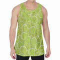 Green Lime Slices Pattern Print Men's Velvet Tank Top