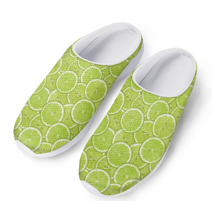 Green Lime Slices Pattern Print Mesh Casual Shoes
