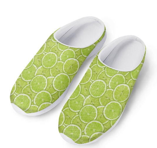Green Lime Slices Pattern Print Mesh Casual Shoes