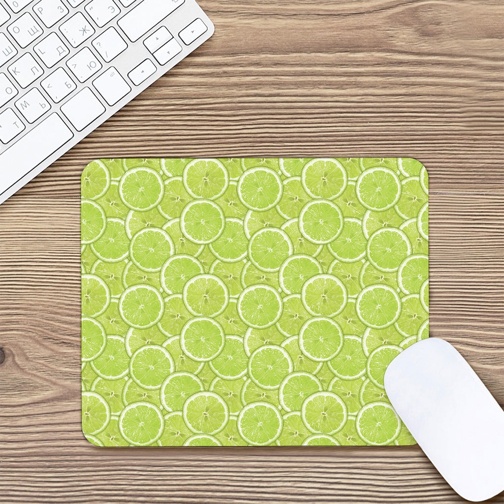 Green Lime Slices Pattern Print Mouse Pad