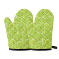 Green Lime Slices Pattern Print Oven Mitts