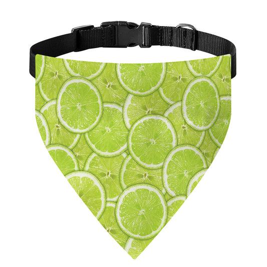 Green Lime Slices Pattern Print Over The Collar Dog Bandana