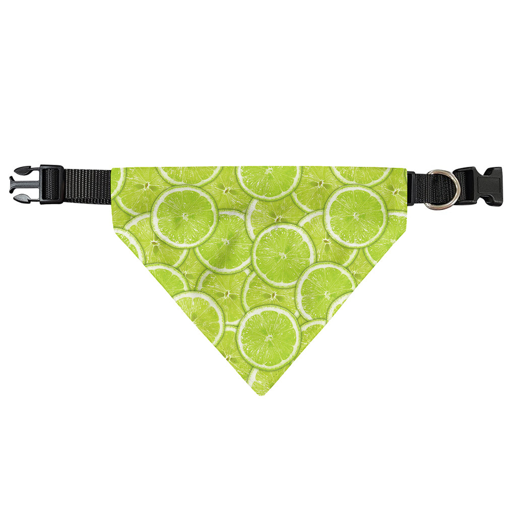Green Lime Slices Pattern Print Over The Collar Dog Bandana