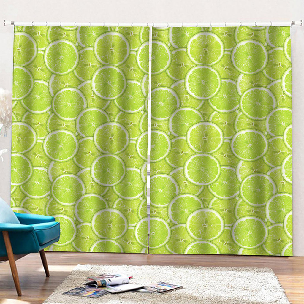 Green Lime Slices Pattern Print Pencil Pleat Curtains