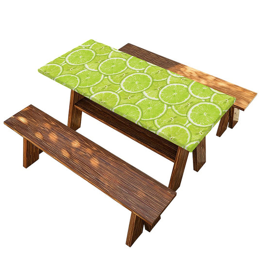 Green Lime Slices Pattern Print Picnic Table Cover