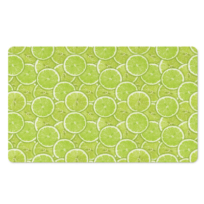 Green Lime Slices Pattern Print Polyester Doormat