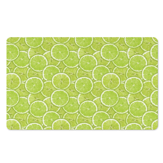 Green Lime Slices Pattern Print Polyester Doormat
