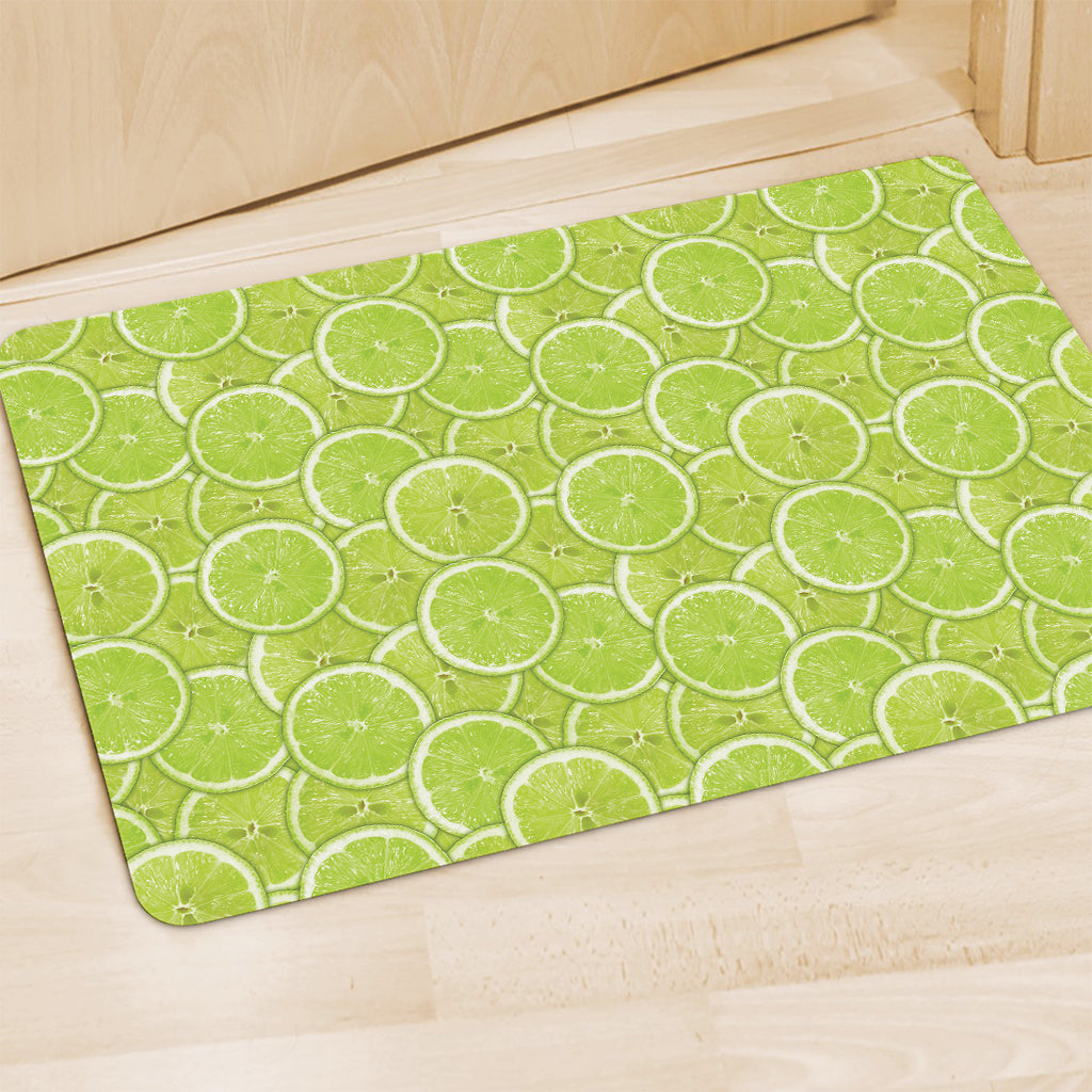 Green Lime Slices Pattern Print Polyester Doormat