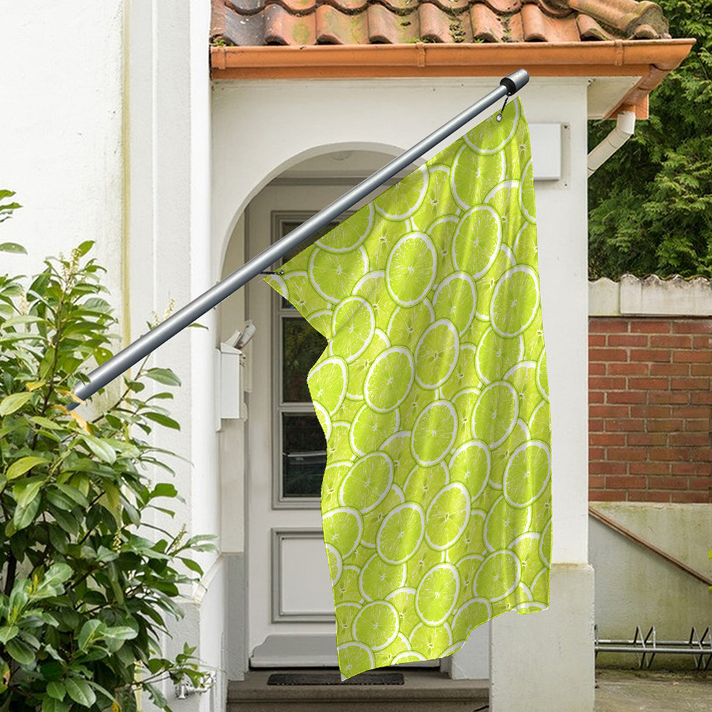 Green Lime Slices Pattern Print Polyester Flag