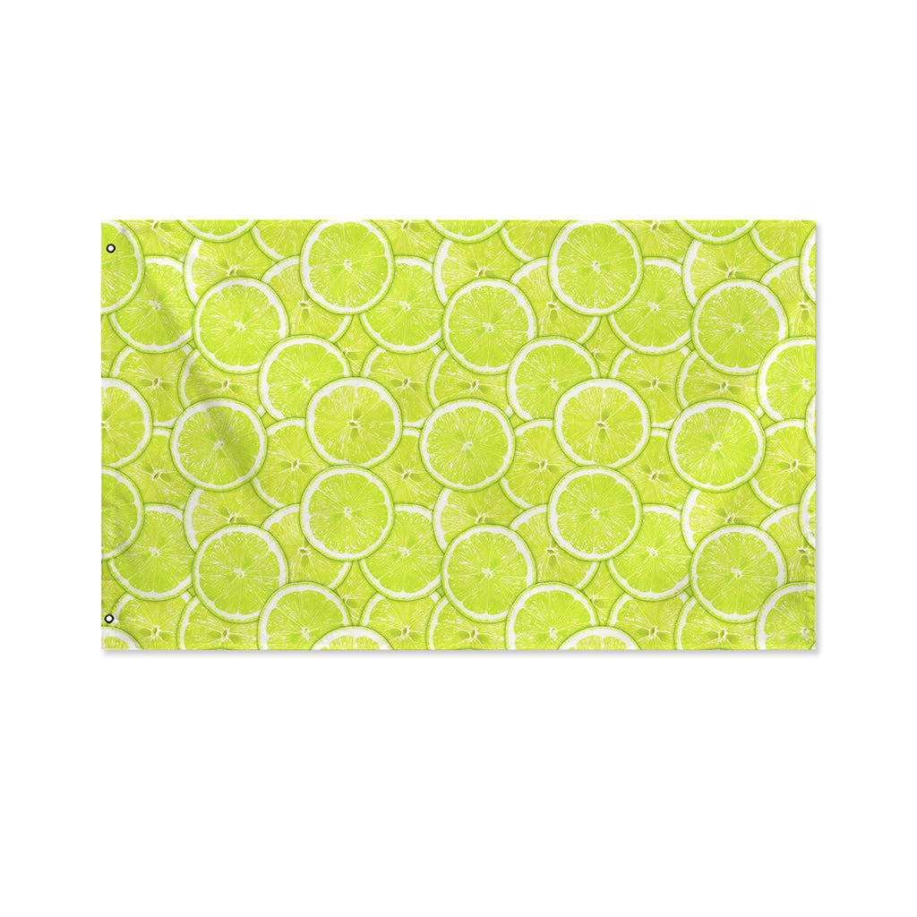 Green Lime Slices Pattern Print Polyester Flag